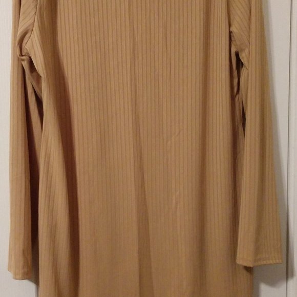 Plus Jumbo Rib Long Sleeve Bodycon Dress in Camel - Picture 2 of 3